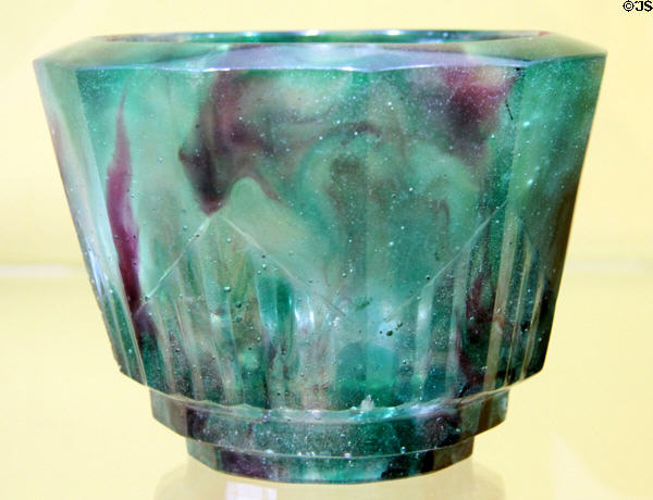 Glass 12-sided bowl (c1935) by François-Emile Décorchemont of France at Coburg Castle. Coburg, Germany.