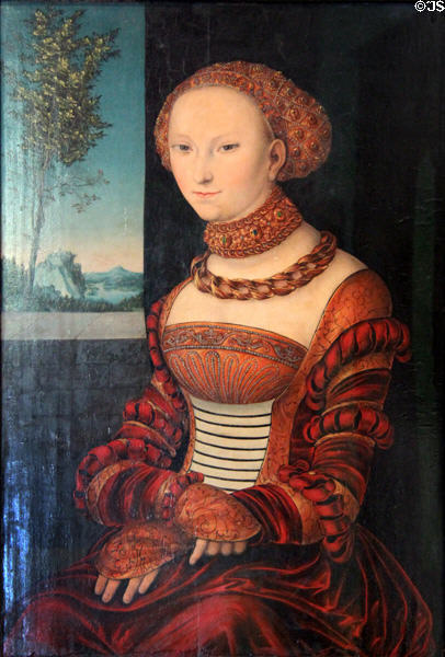 Portrait of Young Woman (c1520) by Lucas Cranach the Elder at Coburg Castle. Coburg, Germany.
