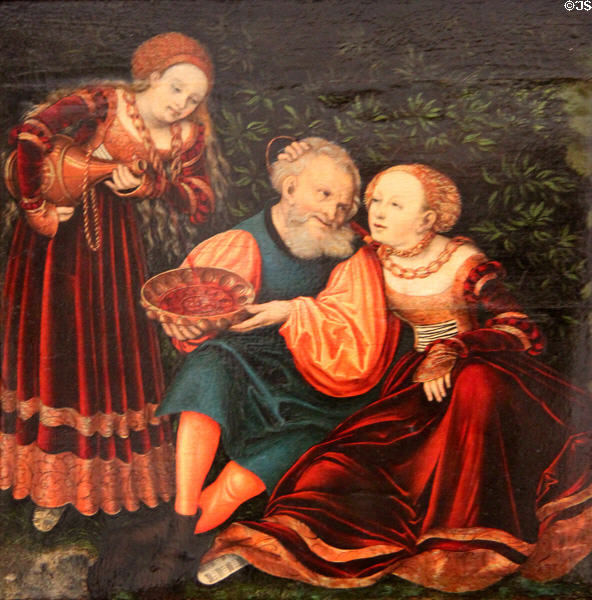 Lot & his Daughters painting (1528) by Lucas Cranach the Elder at Coburg Castle. Coburg, Germany.