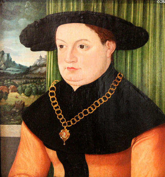 Clara Behaim (nee Imhof) portrait (1527) by Peter Gertner at Coburg Castle. Coburg, Germany.