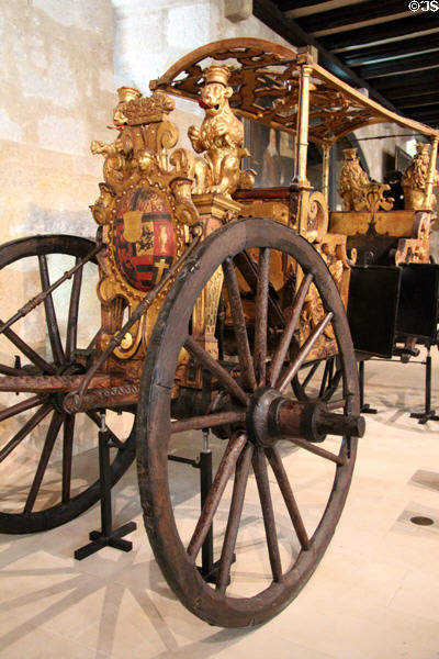 Processional wagon (c1586) used for first wedding (1599) between Duke Johann Casimir von Sachsen-Coburg & Anna (daughter of Elector August von Sachsen) at Coburg Castle. Coburg, Germany.