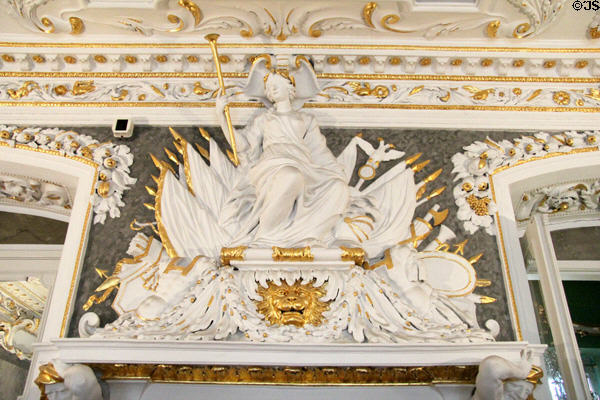 White Hall with stucco fireplace detail (1691-2) by Giovanni Carcani or Girolarno Rossi at Ehrenburg Palace. Coburg, Germany.