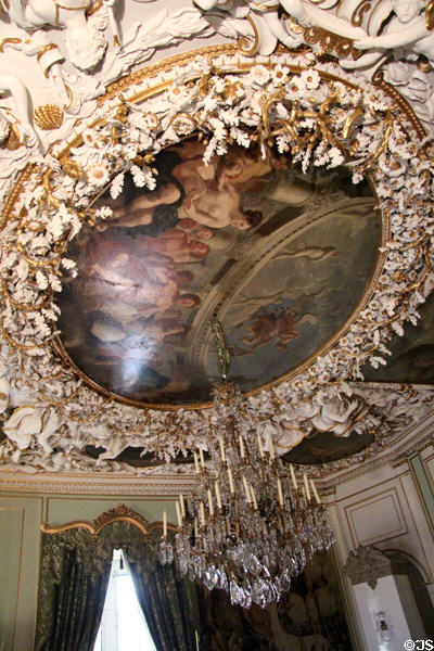 Ceiling of Gobelin room (1692) with stuccowork by Carlo Tagliota at Ehrenburg Palace. Coburg, Germany.
