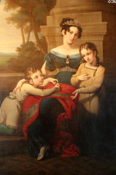Duchess Luise, 1st wife of Duke Ernst I, & children painting (1823-4) by Ludwig Döll if Gotha at Ehrenburg Palace. Coburg, Germany.
