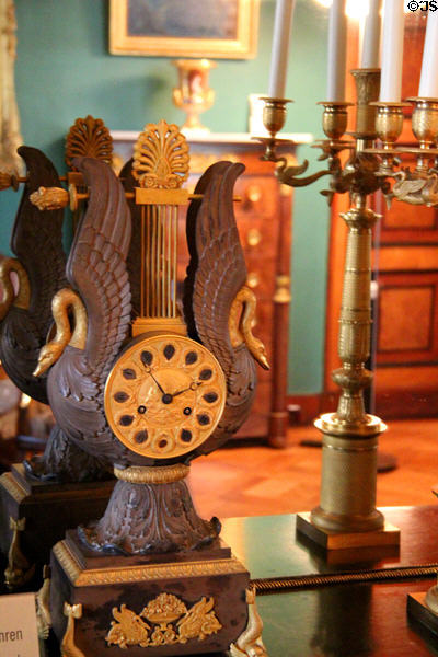 Clock in form of lyre (1815) from Paris at Ehrenburg Palace. Coburg, Germany.