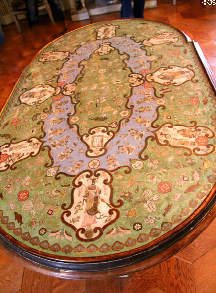 Chinese lacquer table (mid 19thC) in dining room at Ehrenburg Palace. Coburg, Germany.