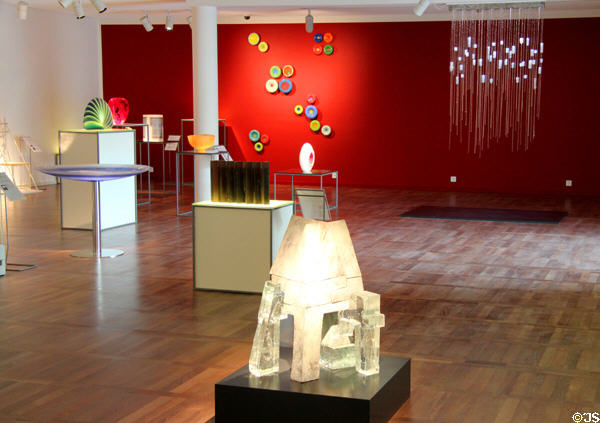 Glass display at European Museum for Modern Glass. Coburg, Germany.