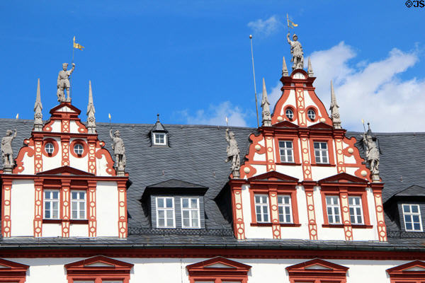 Renaissance dormers (1597-9) of Stadthaus on market square. Coburg, Germany.