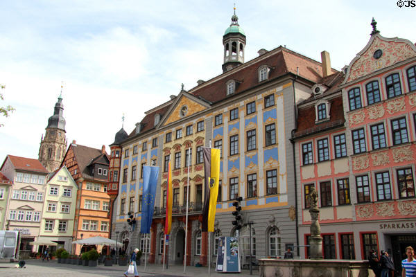 Coburg town hall (Rathaus) on market square. Coburg, Germany.