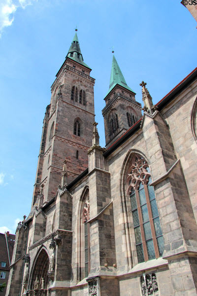Towers of St Sebaldus Church. Nuremberg, Germany.