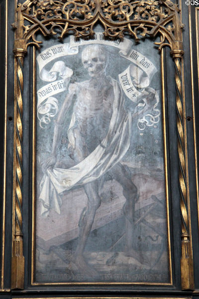 Symbol of death painting at St Sebaldus Church. Nuremberg, Germany.