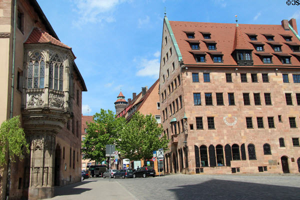 Sebalder Platz beside St Sebaldus Church. Nuremberg, Germany.