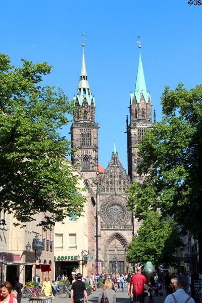 St Lawrence Church at end of Karolinenstraße. Nuremberg, Germany.