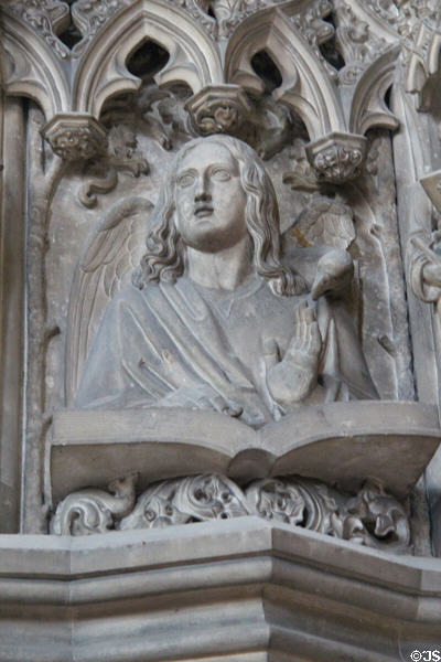 Eagle carving of Evangelist John on pulpit at St Lawrence Church. Nuremberg, Germany.
