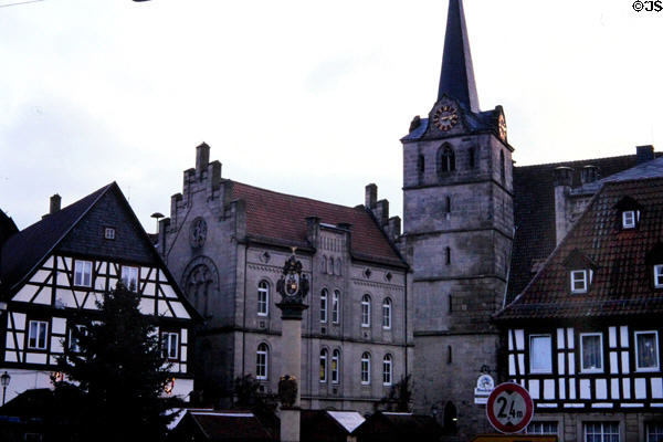 Clocktower & heritage buildings. Kronach, Germany.
