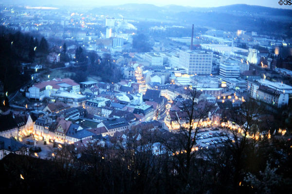 Overview of Kulmbach at dusk. Kulmbach, Germany.