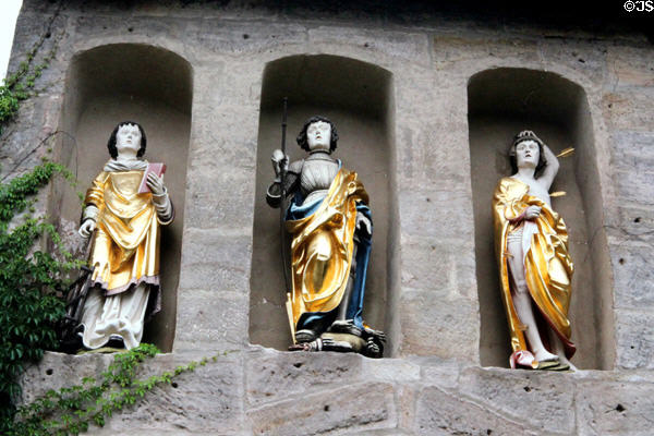 Statues of saints at Effeltrich fortified church. Effeltrich, Germany.