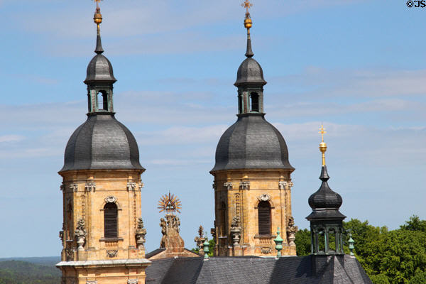 Baroque towers & spires at Gößweinstein pilgrimage basilica. Gößweinstein, Germany.
