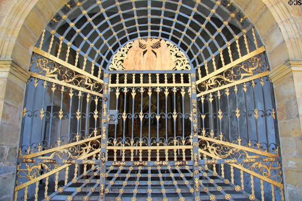 False perspective iron gate at Gößweinstein pilgrimage basilica. Gößweinstein, Germany.