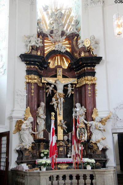 Baroque crucifixion altar at Gößweinstein pilgrimage basilica. Gößweinstein, Germany.