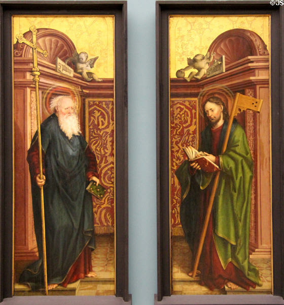 Apostles Philip & James the Less paintings (c1520) by Martin Schaffner of Ulm at Germanisches Nationalmuseum. Nuremberg, Germany.