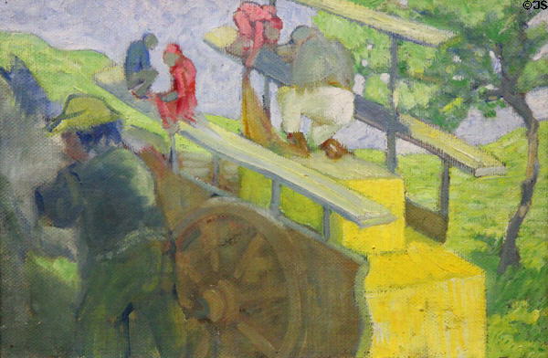 Little Monkey on a Cart painting (1906) by Franz Marc at Germanisches Nationalmuseum. Nuremberg, Germany.