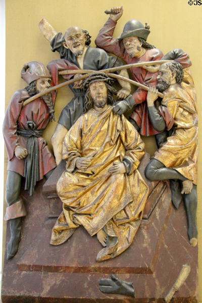 Christ Crowned with Thorns wood carving (c1500) from Upper Bavaria at Germanisches Nationalmuseum. Nuremberg, Germany.