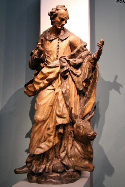 St. Luke the Evangelist woodcarving (1697) by Ehrgott Bernhard Bendl from Augsburg at Germanisches Nationalmuseum. Nuremberg, Germany.