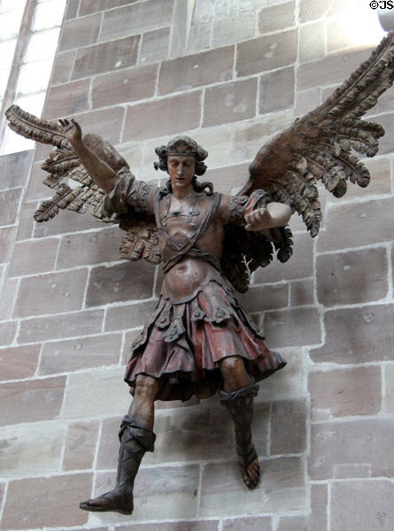 Archangel Michael woodcarving (c1750) from lower Franconia at Germanisches Nationalmuseum. Nuremberg, Germany.