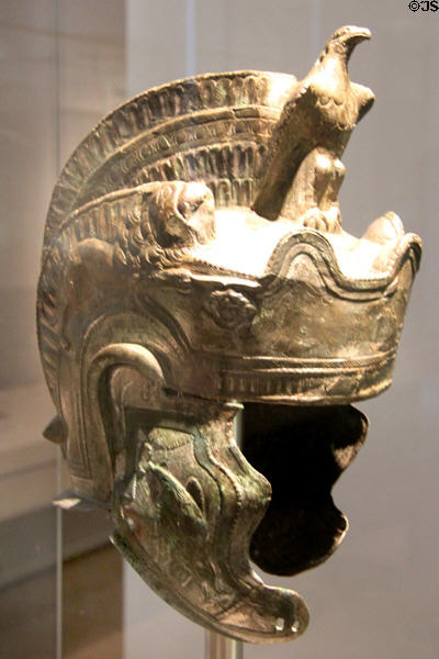 Bronze Roman infantry parade helmet (late 2ndC) found in Bavaria at Germanisches Nationalmuseum. Nuremberg, Germany.