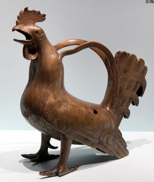Bronze aquamanile in shape of rooster (c1300) from lower Saxony at Germanisches Nationalmuseum. Nuremberg, Germany.