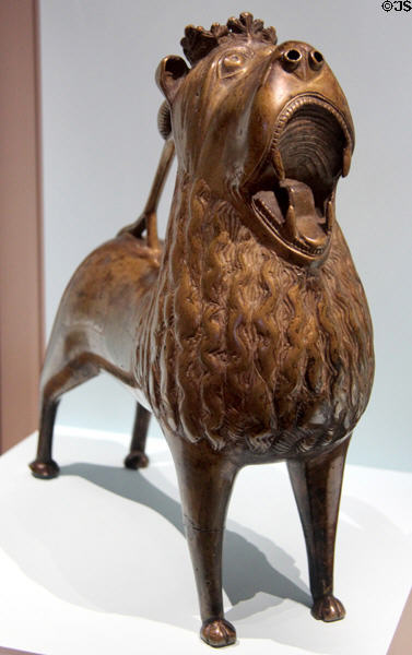 Bronze aquamanile in shape of crowned lion (late 14thC) from northern Germany? at Germanisches Nationalmuseum. Nuremberg, Germany.