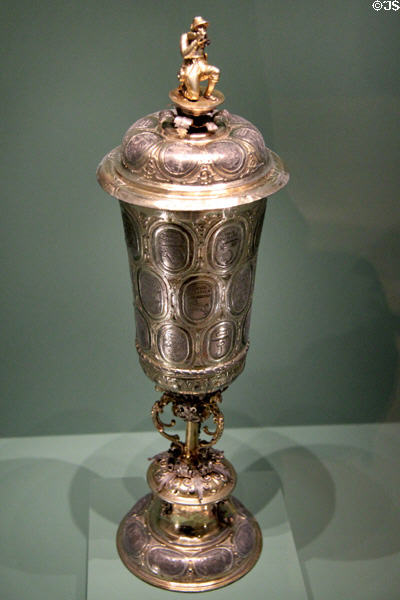 Marksman silver prize cup (1622-6) by Leonhard Reisch from Nuremberg at Germanisches Nationalmuseum. Nuremberg, Germany.