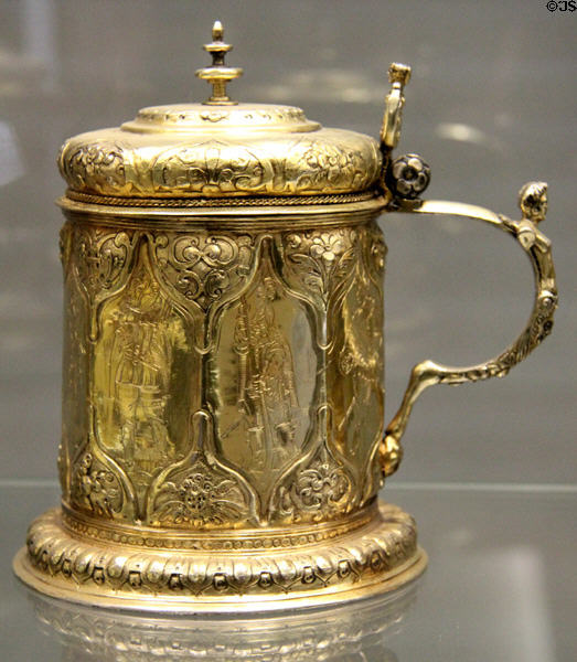 Covered silver tankard (c1615) by Veit Koch from Breslau at Germanisches Nationalmuseum. Nuremberg, Germany.