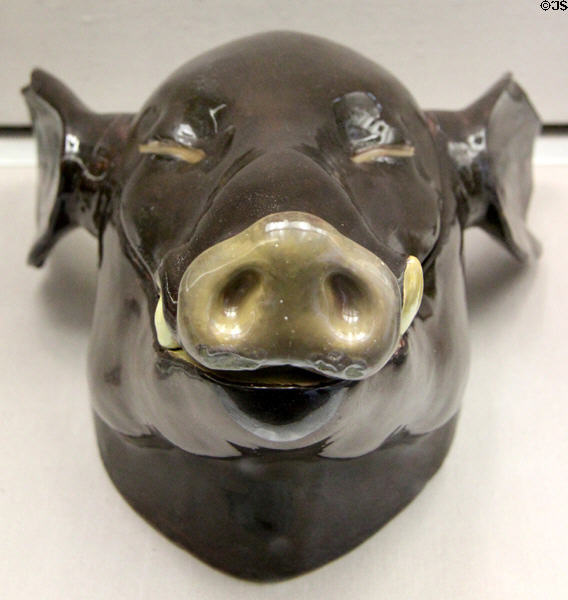 Faience tureen in form of boar's head (c1750) from Strasbourg at Germanisches Nationalmuseum. Nuremberg, Germany.