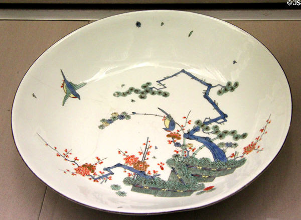 Porcelain 'Three Friends of Winter" bowl (c1730-40) by Meissen at Germanisches Nationalmuseum. Nuremberg, Germany.