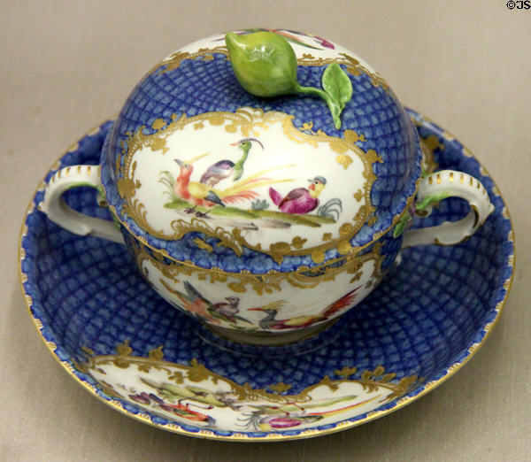 Porcelain tureen & saucer with scale decoration (c1750-5) by Meissen Porcelain at Germanisches Nationalmuseum. Nuremberg, Germany.