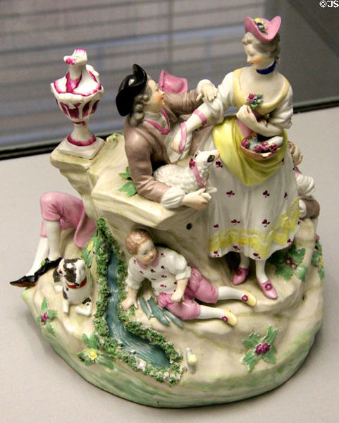 Porcelain pastoral group figure (c1775) from Vienna at Germanisches Nationalmuseum. Nuremberg, Germany.