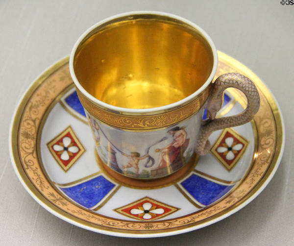 Porcelain cup & saucer (c1810) from Berlin at Germanisches Nationalmuseum. Nuremberg, Germany.