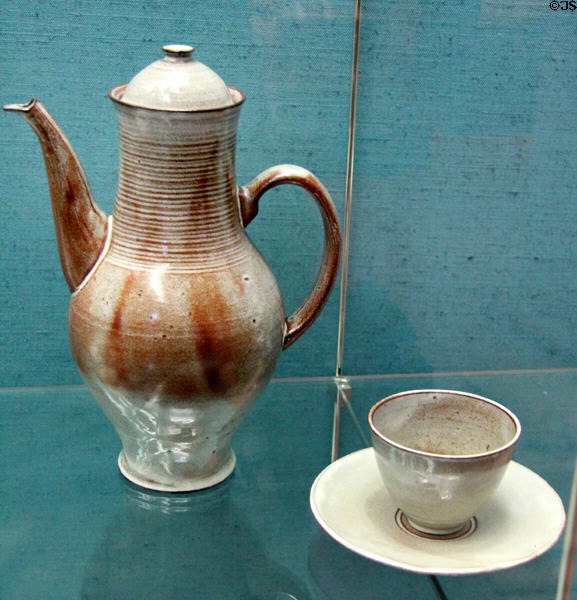 Ceramic coffee service (1921-5) by Otto Lindig for Ceramic Workshop Dornburg a.d. Saale at Germanisches Nationalmuseum. Nuremberg, Germany.