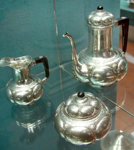 Silver coffee set (c1912) by Adolf von Mayrhofer of Munich at Germanisches Nationalmuseum. Nuremberg, Germany.