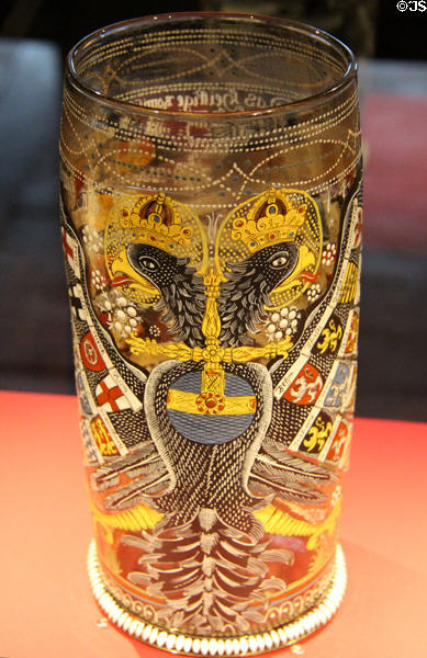 Enameled glass Imperial humpen (1644) at Imperial Castle. Nuremberg, Germany.