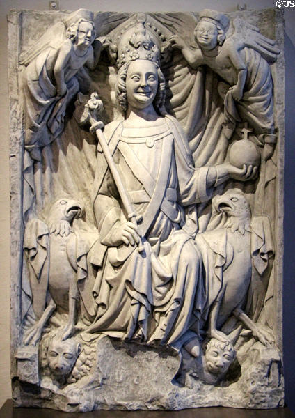 Cast of relief of Kaiser Ludwig IV of Bavaria (c1340) at Imperial Castle. Nuremberg, Germany.