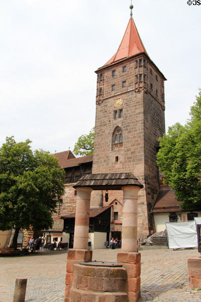 Zoo tower (Tiergärtnertorturm) near Albrecht Dürer's House. Nuremberg, Germany.