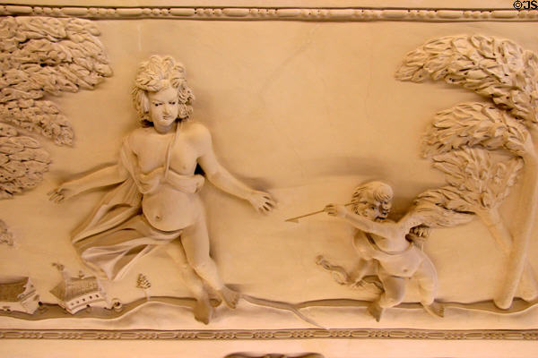 Cupid & Venus on Baroque sculpted hall ceiling (1674) at Fembohaus City Museum. Nuremberg, Germany.