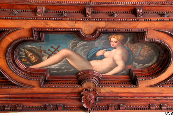 Ceiling painting of Venus in Beautiful room from Pellerhaus (c1605) at Fembohaus City Museum. Nuremberg, Germany.