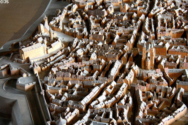 Detail of model of late medieval walled city of Nuremberg (completed in 1939) at Fembohaus City Museum. Nuremberg, Germany.