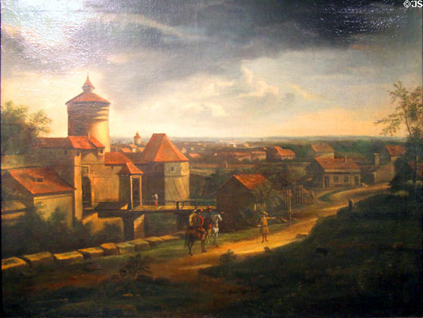 View of area outside of Frauen gate of Nuremberg painting (c1710-20) by Peter von Bemmel at Fembohaus City Museum. Nuremberg, Germany.