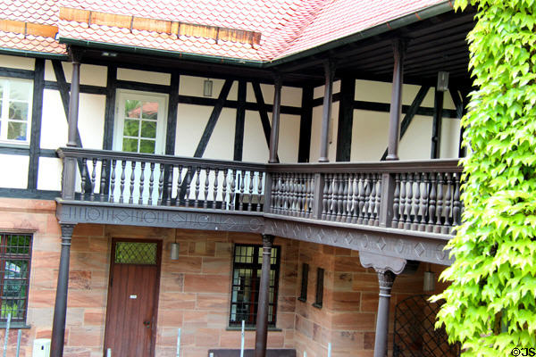 Balcony at Tucher Mansion Museum. Nuremberg, Germany.