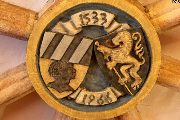 Family seal on ceiling at Tucher Mansion Museum. Nuremberg, Germany.